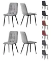 mcc direct Esszimmerstuhl im 4er Set aus Kunstvelourleder mit Metallbeinen Designerstuhl Küchenstuhl Henri (Hellgrau)