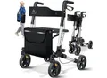 KESSER® Leichtgewicht Rollator faltbar mit Sitz, Griff, Tasche, schmal für Senioren Wohnung, Klappbar, Höhenverstellbar, Reflektoren All Gelände Reifen Indoor-& Outdoor, Gehhilfe, Laufhilfe