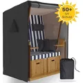SANZARO Strandkorb Schutzhülle winterfest 135 cm passend für 120 breit - 600D Oxford Stoff, Reißfest und UV Beständig, Wasserdicht, grau