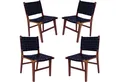 Casa Moro Esszimmerstuhl Essstuhl Leder Schwarz Stuhl Esszimmerstühle Holz Walnuss (Lederstuhl Holzstuhl Esszimmer Stuhl), Echtleder Stuhl auch 2er, 4er & 6er Set Esszimmerstühle