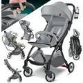 KIDIZ Kombi-Kinderwagen Sportwagen Faltbar, Buggy mit verstellbaren Rückenlehnen & 360° Räder, (Kinderbuggy Inkl. Getränkehalter, Regenabdeckung & Sonnenverdeck), Liegebuggy mit 5-Punkt Gurt & Abnehmbare Stoßstange grau|schwarz