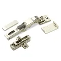 2 x Salice Universalscharnier mit Dämpfer für Glastür oder Spiegeltür 110° mit Kreuz-Montageplatte Höhe 6 mm mit Euroschrauben, Exzenterverstellung, Schrankscharniere mit Abdeckkappen