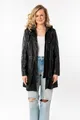 Ledermantel "Seneka", lange Lederjacke mit abzippbarem Kapuzen-Einsatz, Gr. XS/34, schwarz