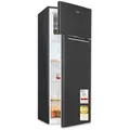 Exquisit Kühl-Gefrierkombination freistehend 206 l, Inoxlook, Energieklasse D, 40 dB, 4-Sterne-Gefrierfach, LED, Glasablagen, wechselbarer Türanschlag, 142,6 cm hoch