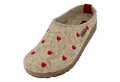 Haflinger Grizzly Cuoricino Filzclog aus reinem Wollfilz Unisex Herzmotiv Hausschuh