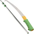 GRÜNTEK Gartensäge Teleskop Astsäge Set WELS, Handsäge 50 cm und Teleskopstange bis 240cm (passt zu Raupenschere Schwan Artikel-Nr. S07BH05YP2), mit 3D Zahnung, Sägeblatt Länge 350 mm, manueller Hochentaster