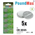 5 x CR2025 PoundMax Knopfbatterie CR 2025 Lithium 3 Volt 170 mAh 5er-Blister