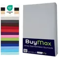 Buymax Spannbettlaken Buymax Jersey aus 100% Baumwolle, Jersey, Gummizug: Rundumgummi, (1 Stück), Pflegeleicht und Atmungsaktiv in Verschiedenen Farben und Größen silberfarben 70 cm x 140 cm