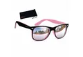 Rennec Sonnenbrille (Retro Sonnenbrille Damen Schwarz Rosa Zweifarbig mit Brillenbeutel) Retro Brille Bi Color Festivalbrille Gläser Rosa Verspiegelt
