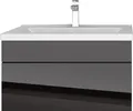 Waschtisch Waschbecken Waschplatz Set hochglanz Schwarz 2 teilig