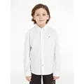 Tommy Hilfiger Langarmhemd BOYS STRETCH OXFORD SHIRT L/S Kinder bis 16 Jahre, Button-down-Kragen, Langarm, Logo-Flag weiß 5 (110)