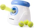 Pet Prime Automatischer Ballwerfer, Hunde Ball Interaktive Ballwurfmaschine, 3 Tennisbälle Inkl, Interaktive Ballmaschine für kleine und mittlere Hunde - Wurfweite 3-9 Meter, Mini Style(Weiß)