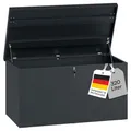STEELSØN Icarus Gartenbox Metall 320 L – Auflagenbox mit Deckel abschließbar – Gartentruhe wasserdicht – Aufbewahrungsbox in Anthrazit – outdoor Kissenbox 105x65x63 cm – große Truhe für Gartenpolster