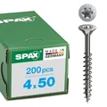 SPAX Universalschraube aus Edelstahl rostfrei A2, 4,0 x 50 mm, 200 Stück, T-STAR plus, Senkkopf, Teilgewinde, 4CUT, 0197000400503
