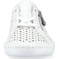 Rieker Damen Sneaker Leder leicht Lochmuster Reißverschluss M2300, Größe:39 EU, Farbe:Weiß - Weiß - 39