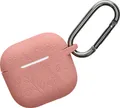 kwmobile Silikon Case kompatibel mit Apple Airpods 4 Hülle - Schutzhülle für Kopfhörer mit Karabiner - Geprägtes Muster Dark Rose