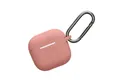kwmobile Etui Silikon Case für Apple Airpods 4 Hülle, Schutzhülle für Kopfhörer mit Karabiner - Dark Rose