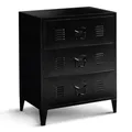IDMarket - Kommode Ester 60 cm 3 Schubladen Metall schwarz Industriedesign