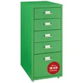[en.casa] Rollcontainer Kökar Schubladenschrank Metall Aktenschrank mit 5 Schubladen Bürowagen mit Rollen für Arbeitszimmer 69 x 28 x 41 cm Apfelgrün
