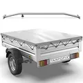 Tarpofix® Anhängerplane 207 x 114 cm + 1x Planenbügel | Anhänger Plane Flachplane aus PVC PLANENMATERIAL | Verstärkte Stema Anhänger Plane für 750kg PKW Hänger | Abdeckplane + Flachplanenbügel | Grau