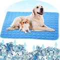 Fueegue Kühlmatte für Hunde Hundematte Bett Kühldecke Kühlkissen für Katzen Waschbar Haustiere 55 * 70cm (Blau, L)