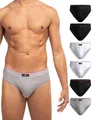DANISH ENDURANCE 6er Pack Herren Slips, Klassischer Slip Herren aus Baumwolle, Weiche Unterwäsche, Mehrfarbig (2X Schwarz, 2X Weiß/Rot, 1x Schwarz/Rot, 1x Grau), 4XL