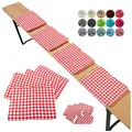 heimtexland ® Sitzkissen 4er Set Bierbank Polster Auflage Bierzeltgarnitur Garten Deko Kissen Typ859 Karo Rot