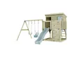 OutdoorToys Spielturm Nils, aus Holz in Eisblau mit Babyschaukel & Rutsche, Kletterwand
