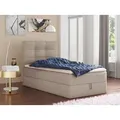 Boxspringbett Best Mini mit Bettkasten und Matratzentopper - Einzelbett mit Bonell-Matratze und Topper, Polsterbett, Bett, Schlafzimmer (Beige (Ina... - Beige
