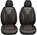 BREMER SITZBEZÜGE Maß Auto Schonbezüge kompatibel mit Mercedes Sprinter W906 Fahrer & Beifahrer Set ab 2006-2018 / Auto Schonbezug Velour Kunstleder Set 2er Pack in Schwarz/Weiße Naht (PS808)