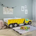 Autobett Kinderbett Jugendbett mit Rausfallschutz Baustelle Bagger Kipplader Kinder Spielbett 80x160 cm von 3. bis 10. Lebensjahr