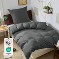 Bettwäsche 135x200 Baumwolle 2teilig  BettwäscheSets Grau mit Reißverschluss,...