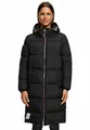 MARIKOO Damen Winterjacke (S-3XL) - Steppjacke, lang geschnitten, gefütterte Kapuze mit Kordelzug, Warme Jacke Frauen - N024 (XXL, Schwarz)