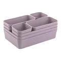 Gariella 1x Schubladen-Organizer Set Aufbewahrungs-Box Einteiler Trenn-System verstellbar Utensilien Stauraum Wohn-Badezimmer Kunststoff flieder
