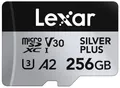 Lexar Silver Plus 256GB Micro SD Karte bis zu 205MB/s, MicroSDXC UHS-I Flash Speicherkarte mit Adapter, C10, U3, A2, V30, Full HD, 4K UHD, High Speed TF Karte für Drohne, Action-Kamera, Handkonsolen