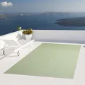 Taracarpet Outdoor Teppich Wetterfest Wohnzimmer Balkon Küchenteppich Flachgewebe Sisaloptik Einfarbig Uni grün 140x200 cm