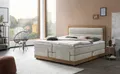 Belanoti Boxspringbett MODELA (Boxspringbett 160x200 elektrisch verstellbar Bett 160x200 mit Motor, 7-Zonen Taschenfederkern Matratze inklusive Visco Topper), in der Farbe Beige H2/H3 Polsterbett Motorbett mit Eiche