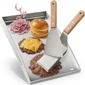 Praknu Grillplattenaufsatz Plancha Edelstahl 40x30cm – Teppanyaki, Fettablauf, 2 Grillspatel, Edelstahl, (Set mit Zubehör, Edelstahl-Plancha 40x30cm, 2 Spatel, Fettablauf, Gas-/Holzkohlegrill)