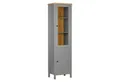 Homestyle4u Glasvitrine Vitrine Highboard Wohnzimmerschrank Grau Glas Geschirrschrank, Vitrinenschrank