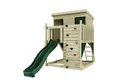 OutdoorToys Spielturm Stelzenhaus Polarstern, aus Holz in Dunkelgrün mit Rutsche, Kletterwand