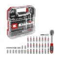 Original Einhell L-CASE 37-tlg. Bit- und Ratschen-Set (25-mm-Bits, Ratsche, Schnellwechselbithalter, Steckschlüssel, Adapter, Stecknussverlängerung inkl. Aufbewahrungsbox)