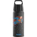 Sigg - Alu Trinkflasche Kinder - WMB ONE Superman - Kohlensäuregeeignet - Auslaufsicher - Federleicht - BPA-frei - Klimaneutral Zertifiziert - Sport & Schule - Schwarz - 0,6L