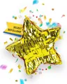 Party Factory – Pinata Stern in Gold für Jungen & Mädchen zum Befüllen & aufhängen – Schlag-Piñata als Party Deko in 30x5x30 cm für Geburtstag & Mottopartys – Partyspiel Motiv-Pinjata für Kinder