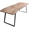 Esstisch Baumkante Akazie natur 240 x 100 schwarz schräges U-Gestell HOBART - Naturbelassen