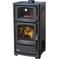 Kaminofen mit Backfach Teba TS 16 Mehrfachbelegung Holzofen 8 kW Kamin Ofen Holz Holzherd Küchenofen - Schwarz
