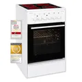 Exquisit Elektroherd ECM 8-4.1 BZ mit Ceranfeld, 50 cm breit, Glaskeramik-Kochfeld, Bräterzone, Umluft, Heißluft, Grill, Energieeffizienzklasse A, freistehend, Weiß