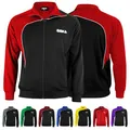 OMKA Herren Leichtgewicht Sportjacke, Feuchtigkeitsableitend, Fleece-Innenfutter für Fußball und Sportaktivitäten (DE/NL/SE/PL, Alphanumerisch, XXL, Regular, Regular, Rot/Schwarz)