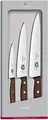 Victorinox Wood, Profi Tranchier-Set, 3-teilig, gerader Schliff, Extra Scharf, Edler Holzgriff, braun