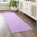 Teppich-Traum Teppich Läufer Flur Schlafzimmer Shaggy Hochflor weich flauschig modern Uni pflegeleicht robust Saugroboter geeignet Saugroboter geeignet Fußbodenheizung geeignet Flieder 60 x 110 cm