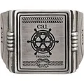 cai Ring 925/- Sterling Silber Siegelring matt oxidiert Sailor Wappen
